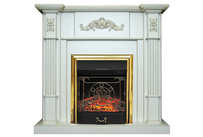 Электрокамин Martin standard с очагом Аspen Black с очагом Majestic FX M Brass/Black с очагом Fobos FX M Black